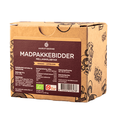 Mellanmålsbitar med kakao och apelsin