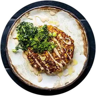 Okonomiyaki med grønt