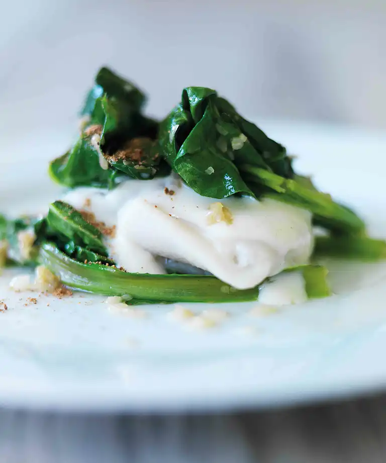 Florentine - fladfisk bagt med spinat og bechamel