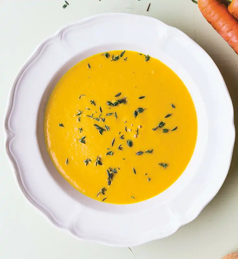 Græskarsuppe med chili, skyr og sprød topping