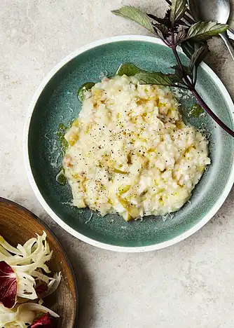 Risotto med blæksprutter og peberfrugt