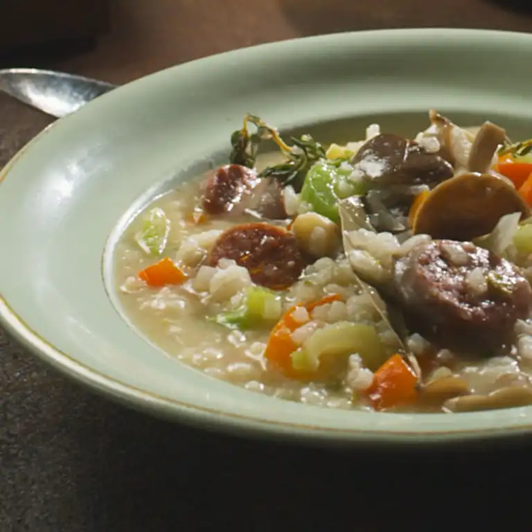 Våd risotto med chorizo svampe og krydderurter