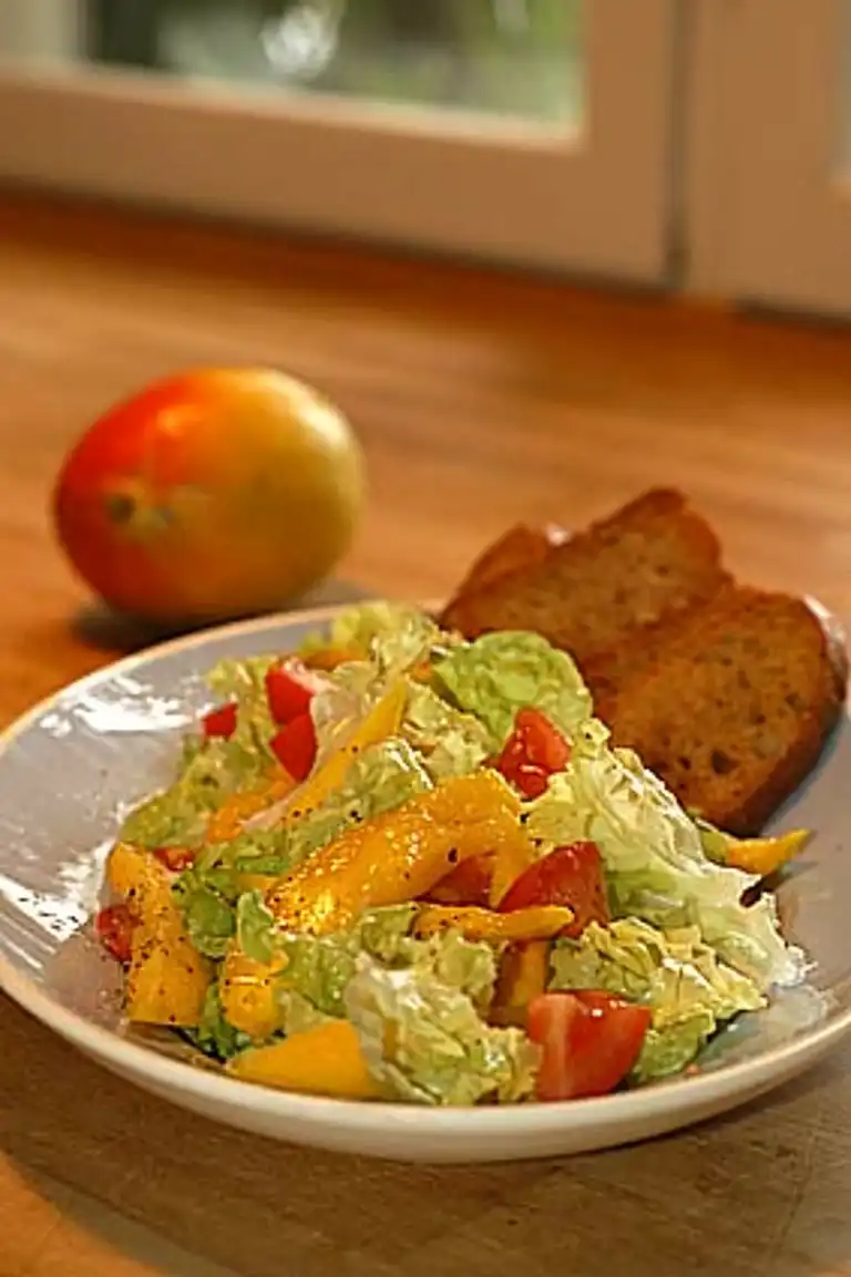 Mangosallad med krutonger